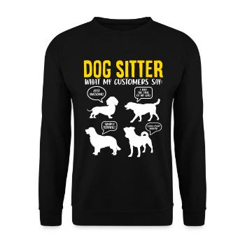 Hundesitter Lustiger Welpe Tagespflege Haustier Betreuer Hund - Unisex Pullover - Schwarz - Vorne - Alina (178cm) & Michal (187cm)