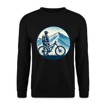 Mountain Bike Adventure Bike Lovers Landscape - Unisex Sweatshirt - black - Front - Alina (178cm) & Michal (187cm)