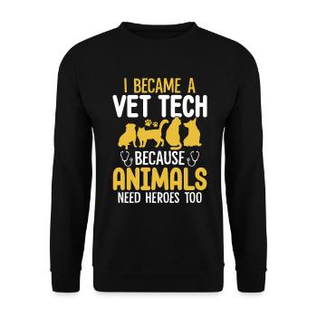 Les animaux ont besoin de héros trop drôles Vet Tech Animal - Sweat-shirt Unisexe - noir - Devant - Alina (178cm) & Michal (187cm)
