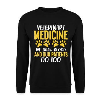 Wir nehmen Blut ab und unsere Patienten machen zu viel Witz - Unisex Pullover - Schwarz - Vorne - Alina (178cm) & Michal (187cm)