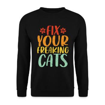 Réparez vos chats Retro Meow Kitty Cats - Sweat-shirt Unisexe - noir - Devant - Alina (178cm) & Michal (187cm)