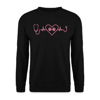 Vet Tech Lustiger Herzschlag Veterinärmedizin - Unisex Pullover - Schwarz - Vorne - Alina (178cm) & Michal (187cm)