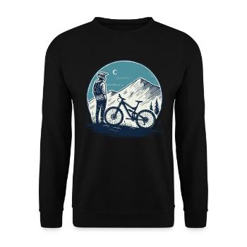Cycling Adventure Mountains Night Riders - Unisex Sweatshirt - black - Front - Alina (178cm) & Michal (187cm)