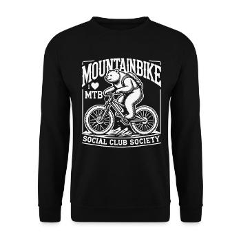Mountain Bike Adventure Bike Bear Retro Style - Unisex Sweatshirt - black - Front - Alina (178cm) & Michal (187cm)