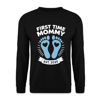 Erstes Mal Mama Est 2025 Mutter Schwangerschaft Lustig - Unisex Pullover - Schwarz - Vorne - Alina (178cm) & Michal (187cm)