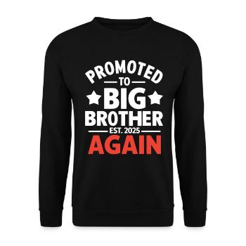 Promoted to Big Brother Est 2025 Again Baby - Unisex Sweatshirt - black - Front - Alina (178cm) & Michal (187cm)