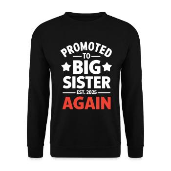 Promoted to Big Sister 2025 Again Funny Sister - Unisex Sweatshirt - black - Front - Alina (178cm) & Michal (187cm)
