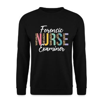 Infirmière médico-légale examinatrice Demi-léopard Drôle RN - Sweat-shirt Unisexe - noir - Devant - Alina (178cm) & Michal (187cm)