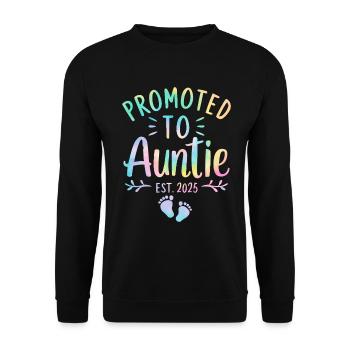 Befördert zur Tante 2025 Tie Dye Lustige Tante - Unisex Pullover - Schwarz - Vorne - Alina (178cm) & Michal (187cm)