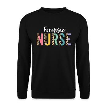 Forensic Nurse Half Leopard Healthcare Worker - Unisex Sweatshirt - black - Front - Alina (178cm) & Michal (187cm)