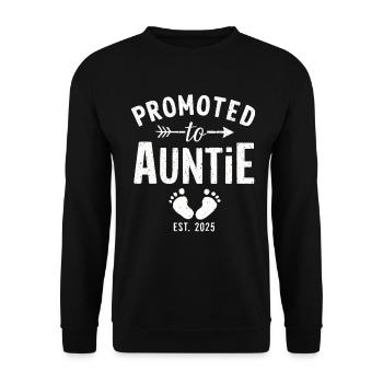 Befördert zur Tante 2025 Lustige Tante Schwangerschaft - Unisex Pullover - Schwarz - Vorne - Alina (178cm) & Michal (187cm)