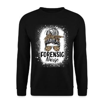 Forensic Nurse Messy Bun Leopard Funny Medical - Unisex Sweatshirt - black - Front - Alina (178cm) & Michal (187cm)
