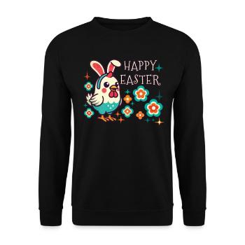 Pâques Rétro Joyeuse Pâques Fleur de Poulet - Sweat-shirt Unisexe - noir - Devant - Alina (178cm) & Michal (187cm)