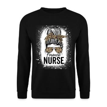 Forensic Nurse Messy Bun Leopard Funny Medical - Unisex Sweatshirt - black - Front - Alina (178cm) & Michal (187cm)