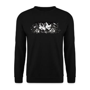 Poules de Pâques Poussins Lapins de Pâques Rétro Cottagecore - Sweat-shirt Unisexe - noir - Devant - Alina (178cm) & Michal (187cm)