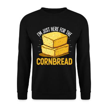 Ich bin nur hier für das Maisbrot Lustiges Maismehl - Unisex Pullover - Schwarz - Vorne - Alina (178cm) & Michal (187cm)
