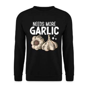 Braucht mehr Knoblauch Lustiger Knoblauchologe Kochen - Unisex Pullover - Schwarz - Vorne - Alina (178cm) & Michal (187cm)