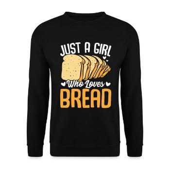 Nur ein Mädchen, das Brot liebt Lustiges Brotmädchen - Unisex Pullover - Schwarz - Vorne - Alina (178cm) & Michal (187cm)