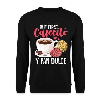Mais d’abord Cafecito Y Pan Dulce Mexicain Sweet Bun - Sweat-shirt Unisexe - noir - Devant - Alina (178cm) & Michal (187cm)