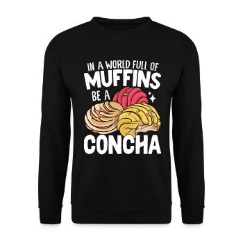 Dans Un Monde Plein De Muffins Drôles Conchas Mexicains - Sweat-shirt Unisexe - noir - Devant - Alina (178cm) & Michal (187cm)
