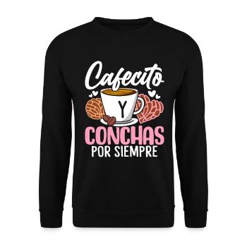 Cafecito Conchas Por Siempre Funny Mexican Sweet - Sweat-shirt Unisexe - noir - Devant - Alina (178cm) & Michal (187cm)