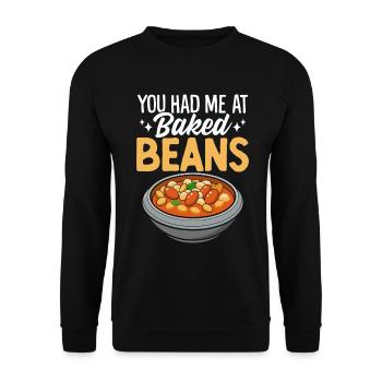 Tu m’as eu à Baked Beans Funny Vegetarian Beans - Sweat-shirt Unisexe - noir - Devant - Alina (178cm) & Michal (187cm)