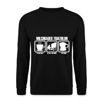 Producteur laitier agriculteur agriculteur triathlon - Sweat-shirt Unisexe - noir - Devant - Alina (178cm) & Michal (187cm)