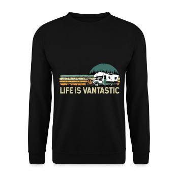 Motorhome RV Camping Life Is - Unisex Sweatshirt - black - Front - Alina (178cm) & Michal (187cm)