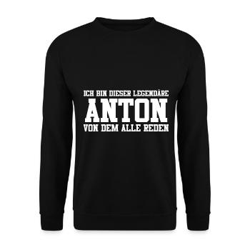 Anton Name Design - Unisex Pullover - Schwarz - Vorne - Alina (178cm) & Michal (187cm)