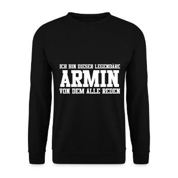 Armin Name Design - Unisex Pullover - Schwarz - Vorne - Alina (178cm) & Michal (187cm)
