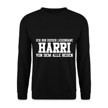 Harri Name Design - Unisex Pullover - Schwarz - Vorne - Alina (178cm) & Michal (187cm)