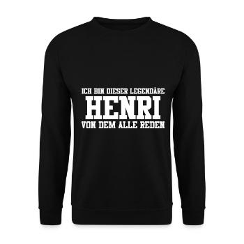 Henri Name Design - Unisex Pullover - Schwarz - Vorne - Alina (178cm) & Michal (187cm)