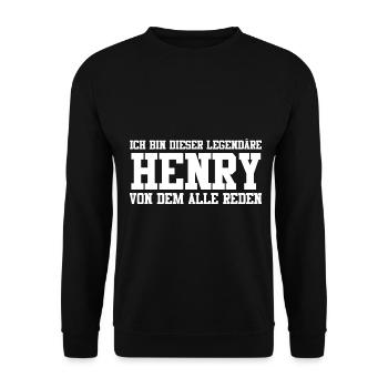 Henry Name Design - Unisex Pullover - Schwarz - Vorne - Alina (178cm) & Michal (187cm)