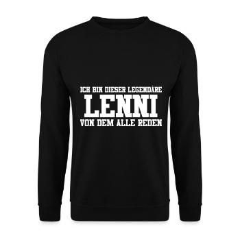 Lenni Name Design - Unisex Pullover - Schwarz - Vorne - Alina (178cm) & Michal (187cm)
