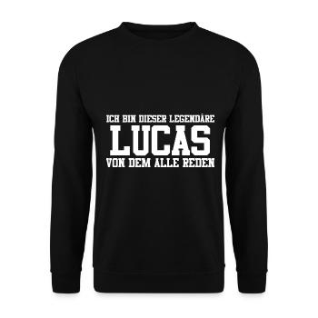 Lucas Name Design - Unisex Pullover - Schwarz - Vorne - Alina (178cm) & Michal (187cm)