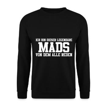 Mads Name Design - Unisex Pullover - Schwarz - Vorne - Alina (178cm) & Michal (187cm)