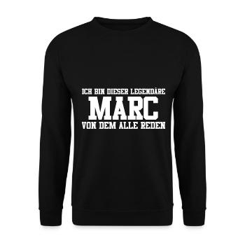 Marc Name Design - Unisex Pullover - Schwarz - Vorne - Alina (178cm) & Michal (187cm)