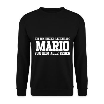 Mario Name Design - Unisex Pullover - Schwarz - Vorne - Alina (178cm) & Michal (187cm)