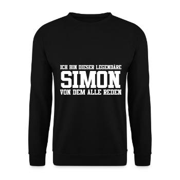 Simon Name Design - Unisex Pullover - Schwarz - Vorne - Alina (178cm) & Michal (187cm)