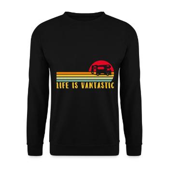 Motorhome RV Camping Life Is - Unisex Pullover - Schwarz - Vorne - Alina (178cm) & Michal (187cm)