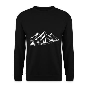 Berg 1 und Motorrad - (MOTORRAD) (2) - Unisex Pullover - Schwarz - Vorne - Alina (178cm) & Michal (187cm)