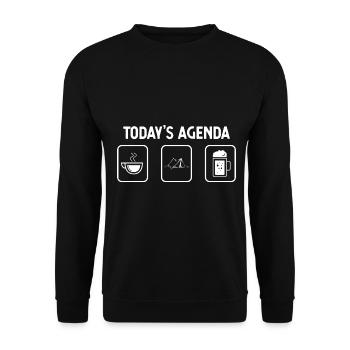 Heutige Tagesordnung - Bier - Campingzelt - - Unisex Pullover - Schwarz - Vorne - Alina (178cm) & Michal (187cm)