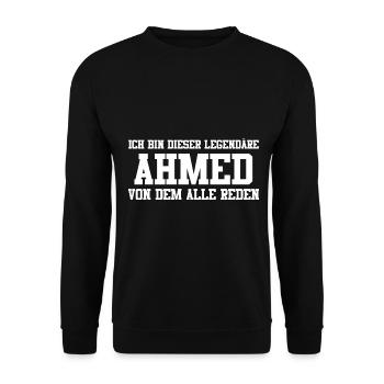 Ahmed Name Design - Unisex Pullover - Schwarz - Vorne - Alina (178cm) & Michal (187cm)