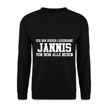 Jannis Name Design - Unisex Pullover - Schwarz - Vorne - Alina (178cm) & Michal (187cm)