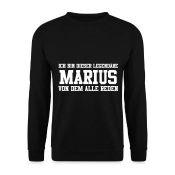 Marius Name Design - Unisex Pullover - Schwarz - Vorne - Alina (178cm) & Michal (187cm)