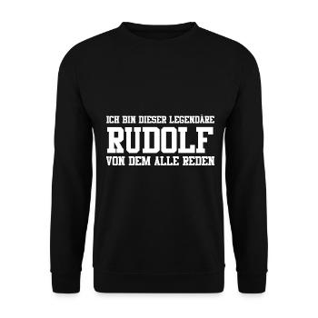 Rudolf Name Design - Unisex Pullover - Schwarz - Vorne - Alina (178cm) & Michal (187cm)