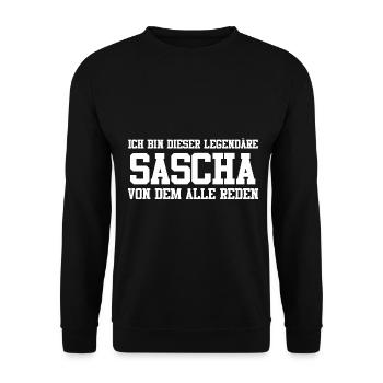 Sascha Name Design - Unisex Pullover - Schwarz - Vorne - Alina (178cm) & Michal (187cm)