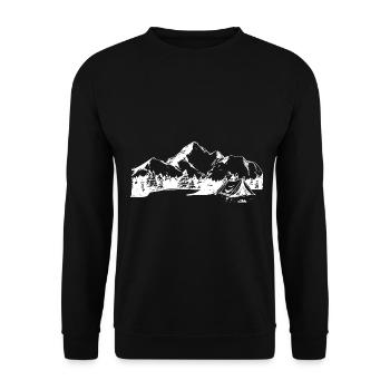Berg - Campingzelt - (12) - Unisex Pullover - Schwarz - Vorne - Alina (178cm) & Michal (187cm)