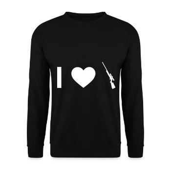 Mein Herz und das Gewehr - - Unisex Pullover - Schwarz - Vorne - Alina (178cm) & Michal (187cm)