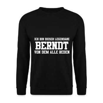 Berndt Name Design - Unisex Pullover - Schwarz - Vorne - Alina (178cm) & Michal (187cm)